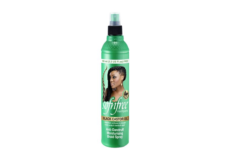 Sof n'free Black Castor Oil Anti-Dandruff Curl Braid Spray 350ml