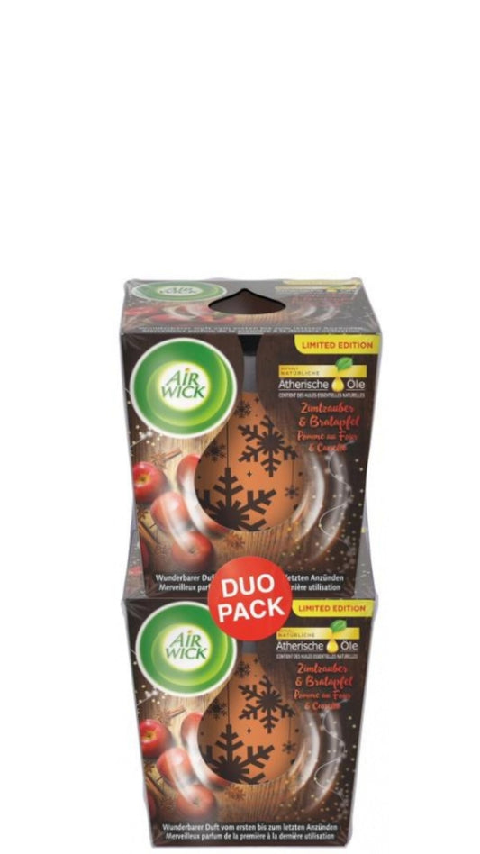 Airwick Scented Candle Essential Oils - Apple & Cinnamon 2 x 105 g.
