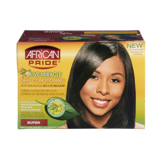 AFRICAN PRIDE OLIVE MIRACLE DEEP CONDITIONING ANTI-BREAKAGE NO-LYE RELAXER - SUPER