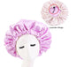 Adjustable Satin Bonnet Sleep Cap - Double Sided - Lavender - Beige