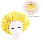 Adjustable Satin Bonnet Sleep Cap - Double Sided - Yellow - Champagne