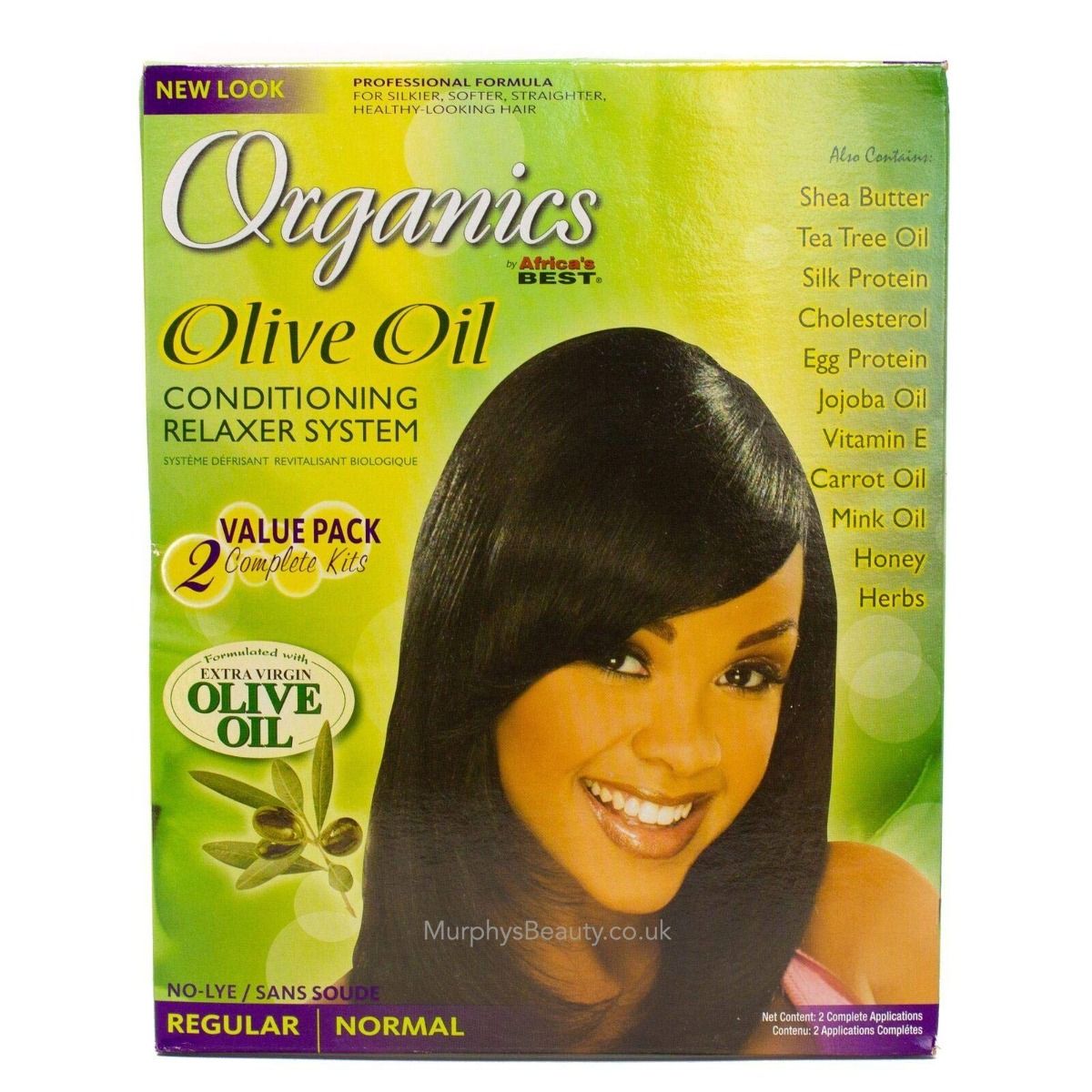 Africa's Best Organics Olive Oil Conditioning Relaxer System -Twin Pack Regular