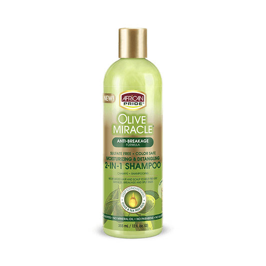 AFRICAN PRIDE OLIVE MIRACLE 2-IN-1 SHAMPOO & CONDITIONER 12oz
