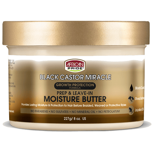 African Pride Black Castor Miracle Prep & Leave-In Moisture Butter 227 gr