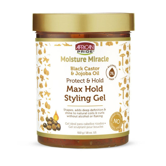 African Pride Moisture Miracle Max Styling Gel Black Castor Jojoba Oil 510 gr