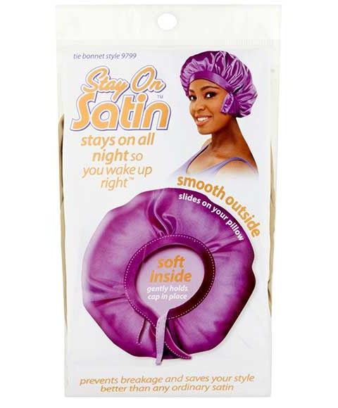 STAY ON SATIN TIE BONNET 9799