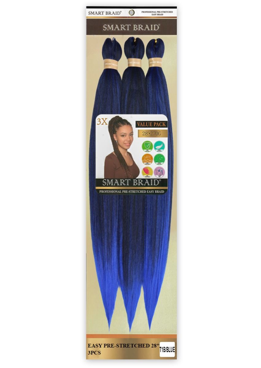 Smart Braids Pre Stretched 3x - 28 Inches #T1B/Blue
